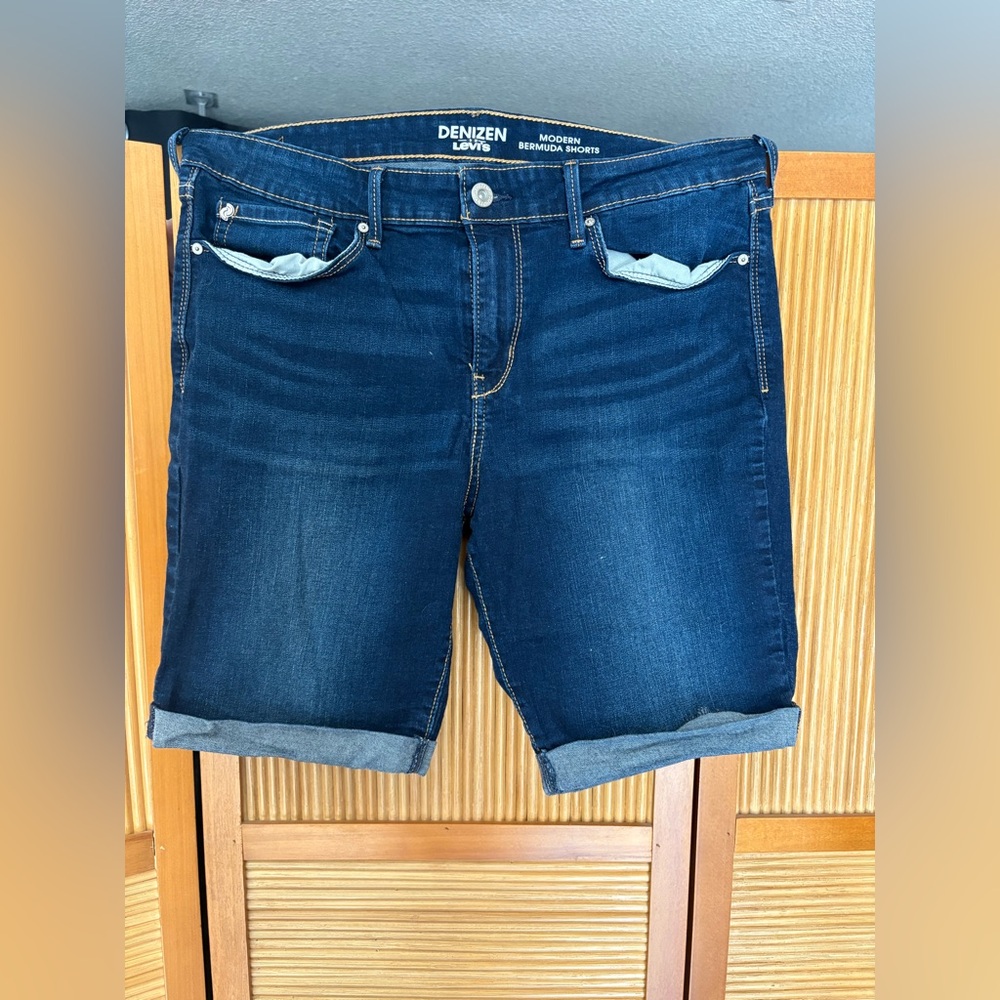 Levi's Denim Bermuda Shorts with Contrast Stitching